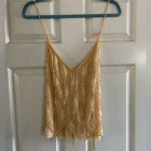 Free People beaded gold tank